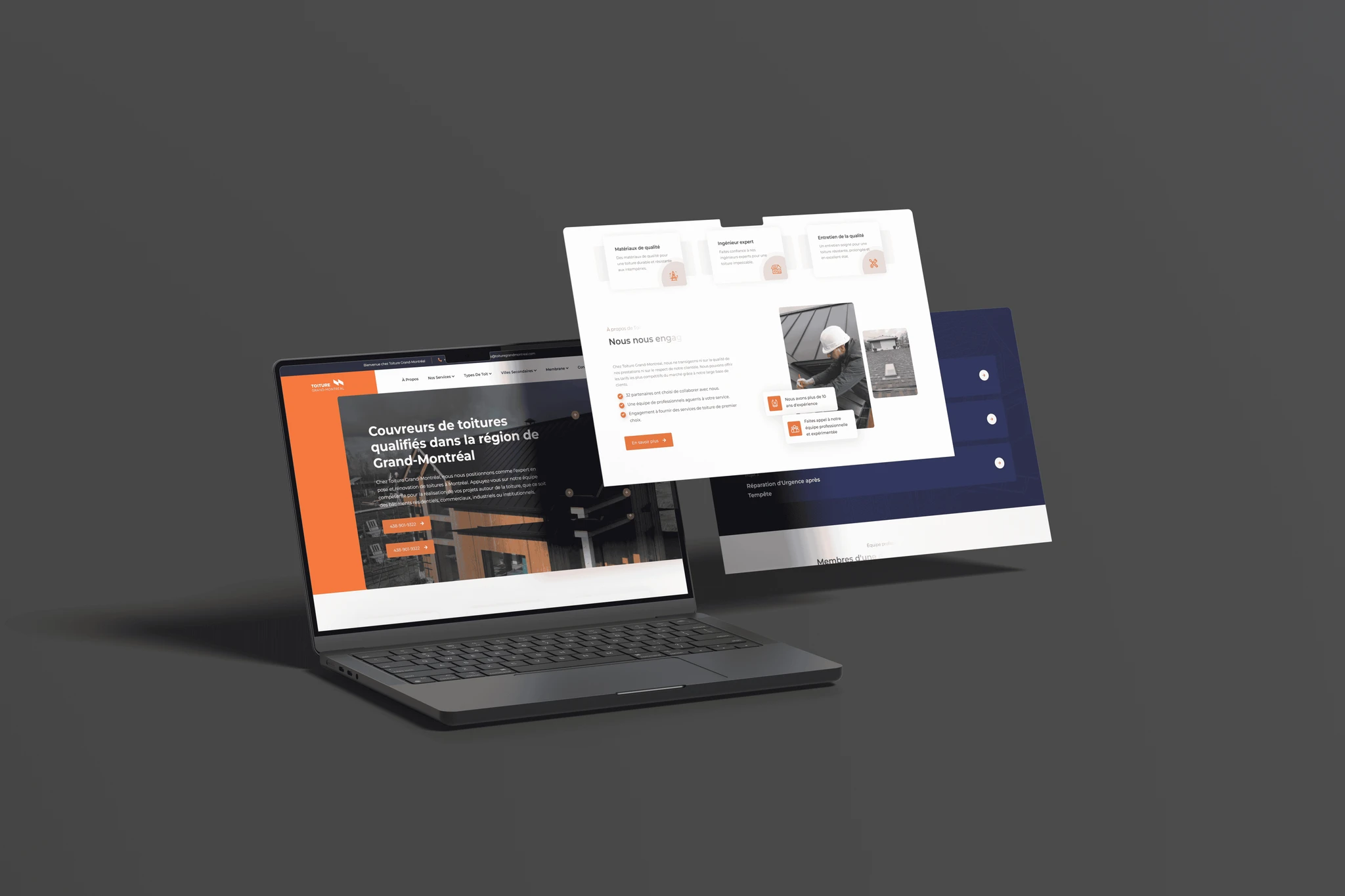 Toiture Grand Montréal – Roofing Services website mockup